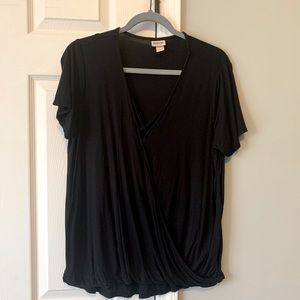Mossimo black tee, criss cross detail in front.